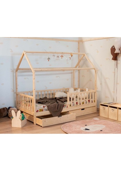 Montessorı Ev Yatak 90 x 190 Çekmeceli