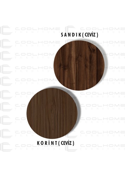 Marin Orta Sehpa , Ceviz , Çizgi Desenli , Raflı indirimleri