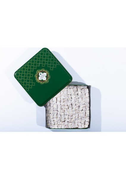 Yeşil Metal Kutu Çifte Kavrulmuş Fıstıklı Lokum 700 gr