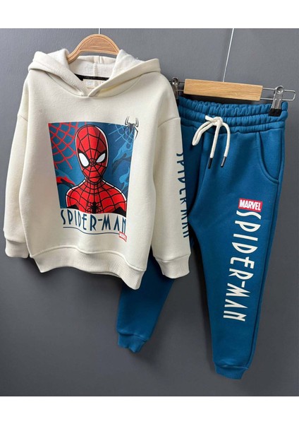 Erkek Çocuk Örümcek Adam Digital Baskılı Kapşonlu Sweat Mavi Eşofman Takım fiyatları
