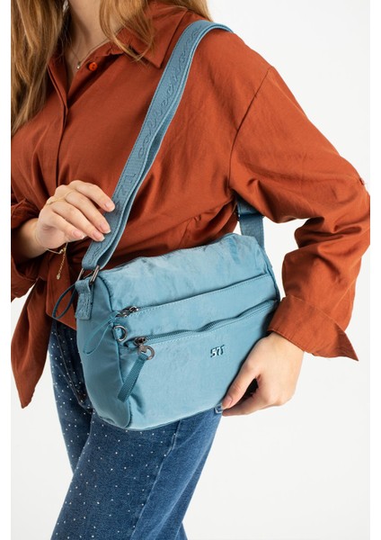 Yumuşak Dokulu Ultra Hafif, Esnek ve Su Geçirmez Polyamid Kumaş Omuz Çantası Mavi Model: (571-13-14C)