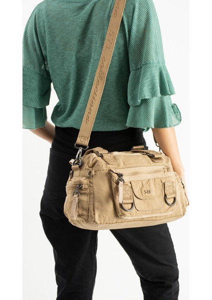 Yumuşak Dokulu Ultra Hafif, Esnek ve Su Geçirmez Polyamid Kumaş Omuz ve Kol Çantası haki Model: (571-13-14K)