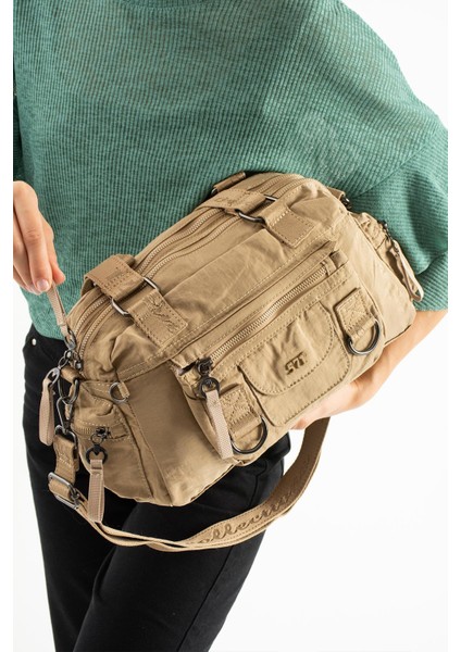 Yumuşak Dokulu Ultra Hafif, Esnek ve Su Geçirmez Polyamid Kumaş Omuz ve Kol Çantası haki Model: (571-13-14K) fiyatları