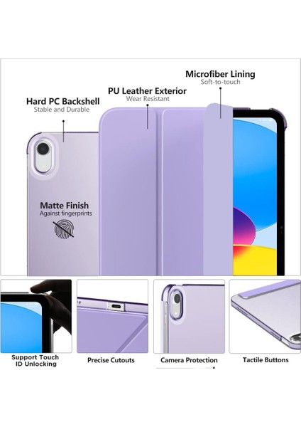 Apple iPad 10. Nesil (2022) 10.9 Yatay Standlı Uyku Modlu Basic Arkası Sert Smart Kılıf A2696 A2757 A2777 fiyatları