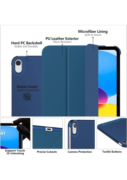 Apple iPad 11. Nesil (A16) 11 Inc 2025 Yatay Standlı Uyku Modlu Basic Arkası Sert Smart Kılıf A3354 A3355 fiyatları