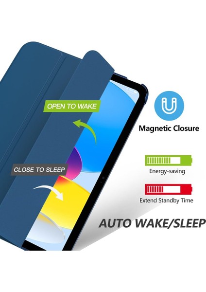 Apple iPad 11. Nesil (A16) 11 Inc 2025 Yatay Standlı Uyku Modlu Basic Arkası Sert Smart Kılıf A3354 A3355 modelleri