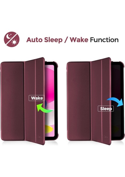 Apple iPad 11. Nesil (A16) 11 Inc 2025 Yatay Standlı Uyku Modlu Basic Arkası Sert Smart Kılıf A3354 A3355 modelleri