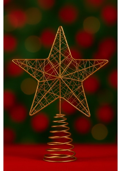 Yılbaşı Çam Ağacı Rose Gold Tepe Yıldızı Rosegold Yılbaşı Ağaç Yıldızı 23 cm