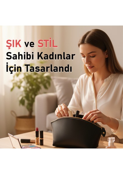 El Yapımı Siyah Hakiki Deri Makyaj Çantası | Çok Fonksiyonlu, Şık ve Dayanıklı Seyahat Kozmetik Çantası fırsatları