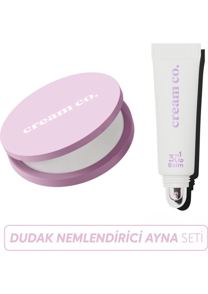 3in1 Lip Balm Ayna Seti | Dudak Nemlendirici Parlatıcı & Cep Aynası | Original Şeffaf