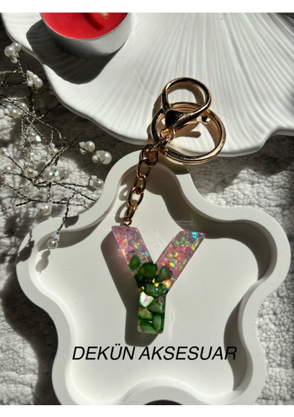 Y Harfi Epoksi Yeşil El Yapımı Anahtarlık fiyatları