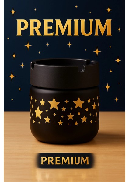 Büyük Boy 425 cc Cam Gövde Kokusuz Dumansız Yanmaz Plastik Kapaklı Dekoratif Şık Tasarım Küllük modelleri