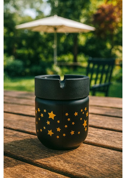 Büyük Boy 425 cc Cam Gövde Kokusuz Dumansız Yanmaz Plastik Kapaklı Dekoratif Şık Tasarım Küllük fırsatları