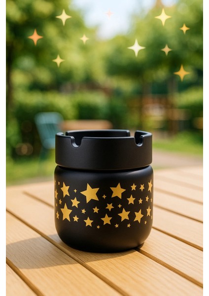 Büyük Boy 425 cc Cam Gövde Kokusuz Dumansız Yanmaz Plastik Kapaklı Dekoratif Şık Tasarım Küllük fiyatları