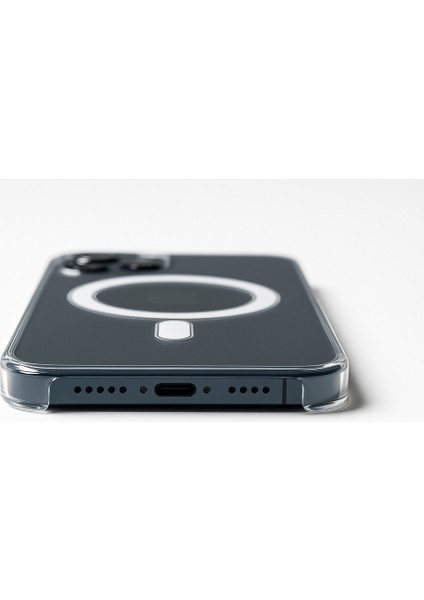 I Phone 17 Promax Magsafe Özellikli Mika (Sert) Alt Kısmı Açık Şeffaf Renkli Kılıf fırsatları