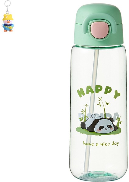 Panda Plastik Bardak Taşınabilir Bardak Sevimli Karikatür Plastik Pipetli Bardak Çocuk Pratik Bardak (Yurt Dışından)