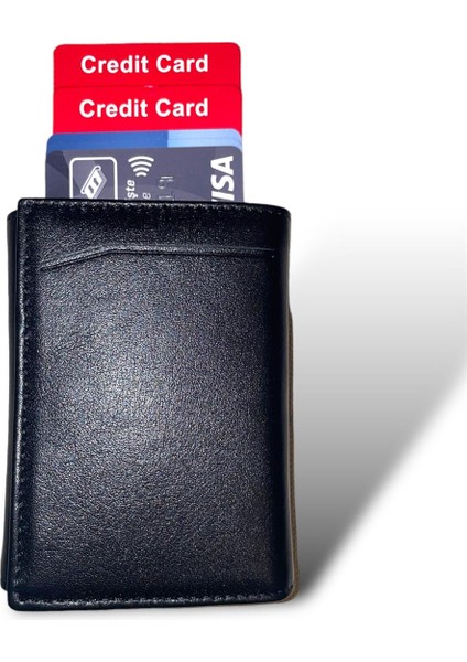 Cüzdan Kaliteli Gerçek Deri Siyah Kredi Kartı Bölmeli Kartlık Banknot Bölmeli Klasik Zarif Sağlam Pratik