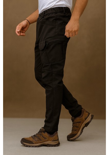 Erkek Kışlık Siyah Outdoor Softshell İçi Polarlı Su Ve Rüzgar Geçirmez Taktik Pantolon