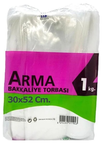 Asya 34 Ambalaj Bakkaliye Torbası Beşlik Şeffaf Torba Orjinal Plastik 1kg 30X52CM