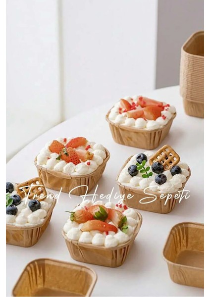 50'li Kare Kraft Muffin Kek Kalıbı , Tatlı Kasesi , Safari Konsept , Airfryer Uyumlu