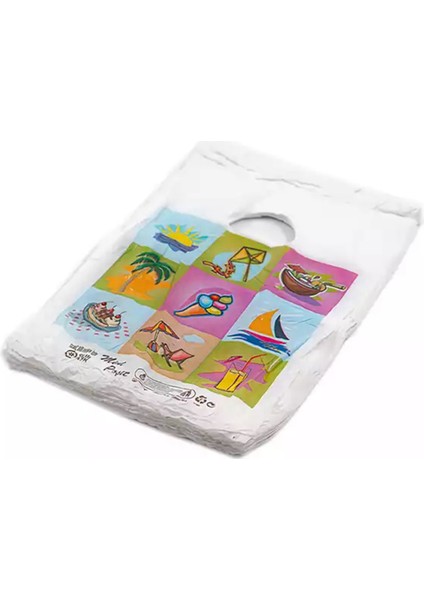 Mini Poşet Baskılı Taşıma Torbası Beyaz Eczacı Alış Verış Poşeti 20X30CM 100 Adet