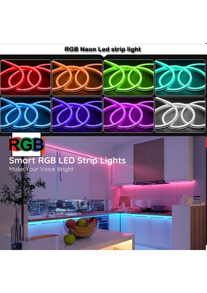 Neon LED Şerit 5metre Sarı LED Zincir Bandı Hortum Esnek Dekoratif Aydınlatma Işık 12V 10W