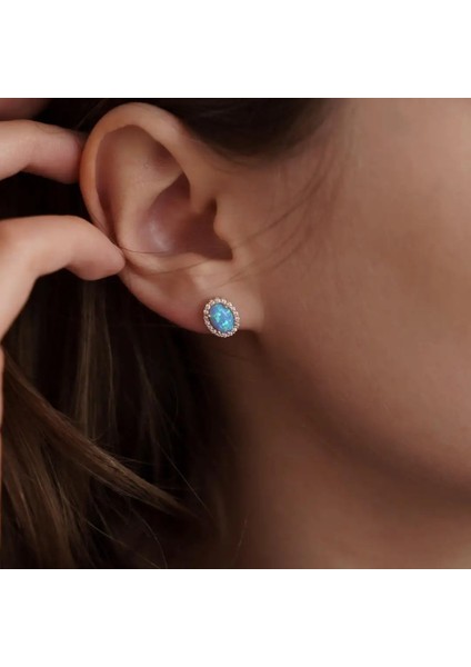 Oval Opal Taşlı Altın Küpe fiyatları