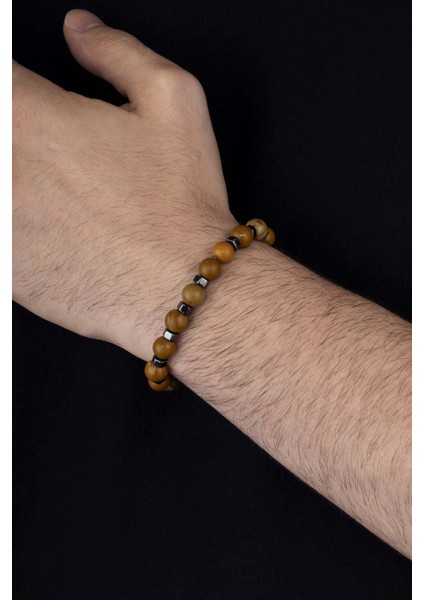 Hematit Geçişli Açık Kahve Jasper Doğal Taş Bileklik fiyatları