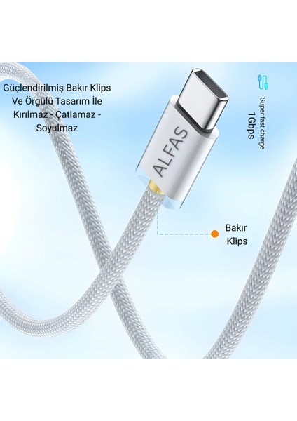 60W Usb-C Type-C Şarj Kablosu Pd 60W 3A 1gbps Hızlı Şarj & Data Transfer Usb-C Iphone Android Örgülü fırsatları