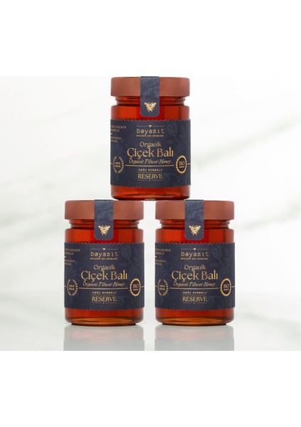 Organik Doğu Anadolu Çiçek Balı(Bingöl Karlıova)450 gr3'lüSet