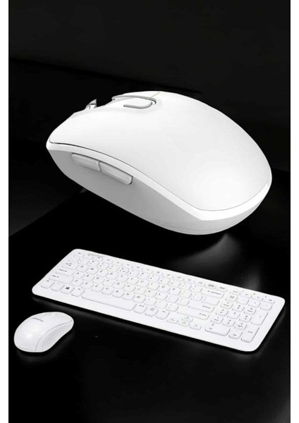 Wizard Beyaz Kablosuz Klavye Fare Seti Kablosuz Fare USB Alıcı Pc Uyumlu