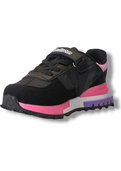 807-26 Anatomik Paraşüt Kumaş Kız Çocuk Sneaker Siyah Pembe 31-35