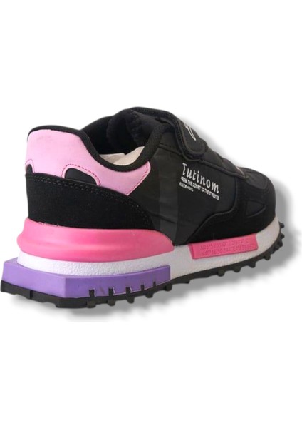 807-26 Anatomik Paraşüt Kumaş Kız Çocuk Sneaker Siyah Pembe 31-35 modelleri