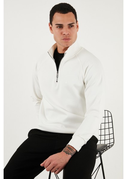 Pamuklu Relaxed Fit Yarım Fermuarlı Dik Yaka Sweat Erkek Sweat 5901232