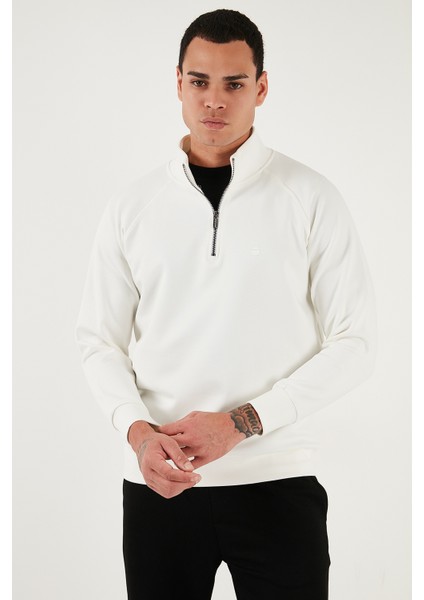 Pamuklu Relaxed Fit Yarım Fermuarlı Dik Yaka Sweat Erkek Sweat 5901232 modelleri