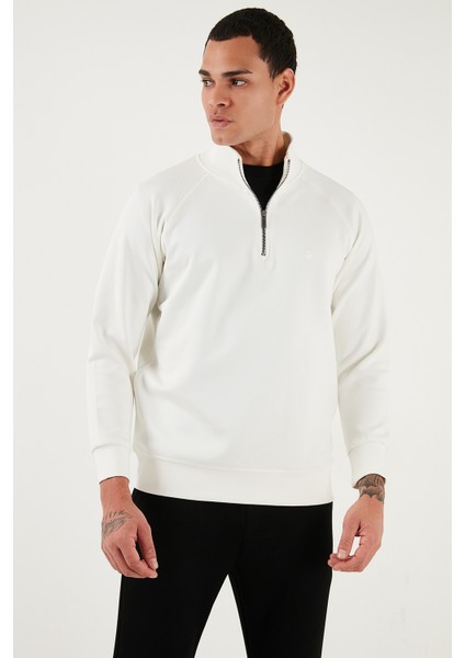 Pamuklu Relaxed Fit Yarım Fermuarlı Dik Yaka Sweat Erkek Sweat 5901232 indirimleri