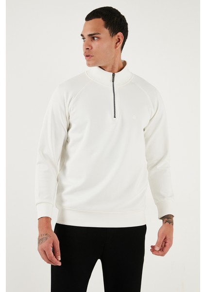 Pamuklu Relaxed Fit Yarım Fermuarlı Dik Yaka Sweat Erkek Sweat 5901232