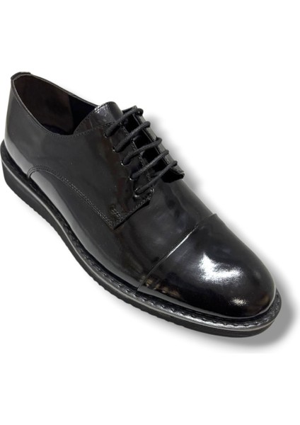 2142-26 Hakik Rugan Deri Anatomik Eva Taban Bağcıklı Erkek Ayakkabı