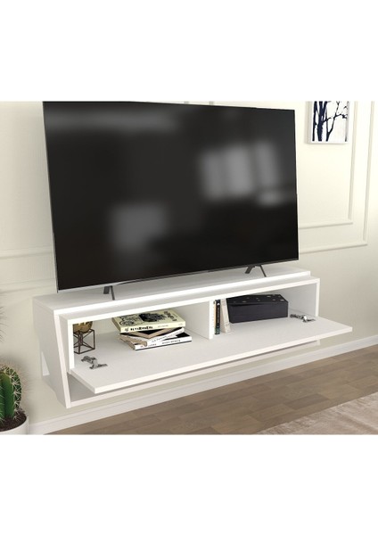 Lionel Tv Sehpası - Duvara Monte Kapaklı ve Raflı Tv Sehpası Beyaz fiyatları