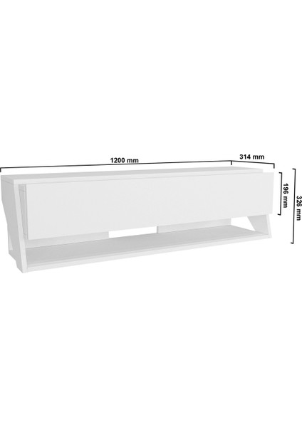Lionel Tv Sehpası - Duvara Monte Kapaklı ve Raflı Tv Sehpası Beyaz