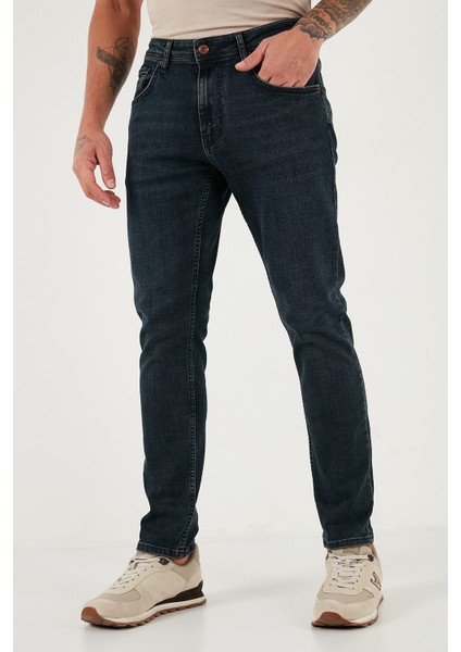Pamuklu Slim Fit Yüksek Bel Dar Paça Jeans Erkek Kot Pantolon 3300C45TOKYO fırsatları