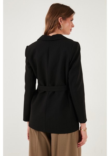 Regular Fit Kruvaze Yaka Kemerli Blazer Ceket Bayan Ceket 6839367