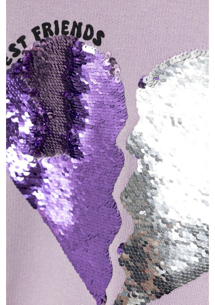 Pamuklu Relaxed Fit Bisiklet Yaka Payetli Sweat Kız Çocuk Sweat 3J68C10QI modelleri