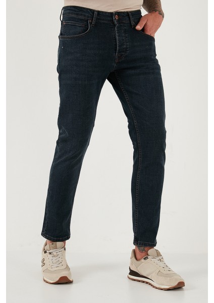 Streç Pamuklu Slim Fit Normal Bel Dar Paça Jeans Erkek Kot Pantolon 1124C45NAPOLI fırsatları