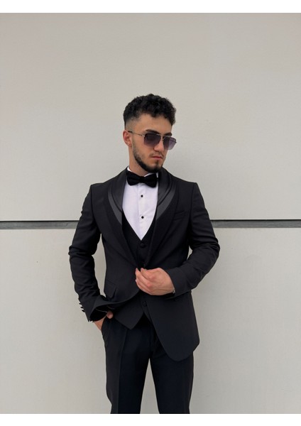 Slim Fit Çıkma Yaka Smokin Damatlık