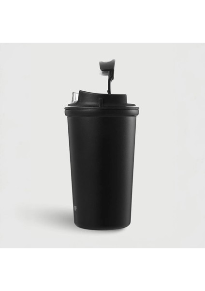 4 Work Flip Open Coffee Mug Çelik Termos 400 ml Black ST-250 indirimleri