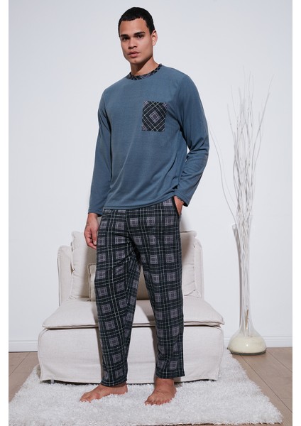 Kareli Yumuşak Dokulu Regular Fit Uzun Kollu Pijama Takımı Erkek Pijama Takımı 609611060