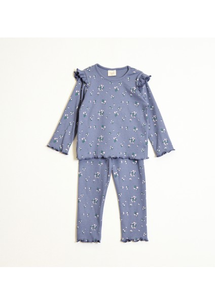 Kız Çocuk Çiçek Desenli Taytlı Takım