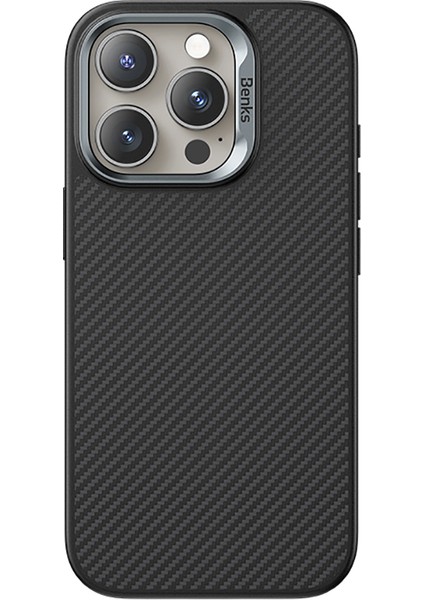 iPhone 16 Pro Max Kılıf Karbon Fiber M-Safe Kamera Kontrol Butonlu Benks Hybrid Armorpro 600D Kevlar