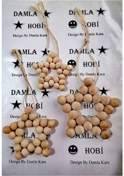 3'lü Dekoratif Ahşap Yıldız Set El Yapımı 7 cm Çocuk Odası Aksesuarı fiyatları